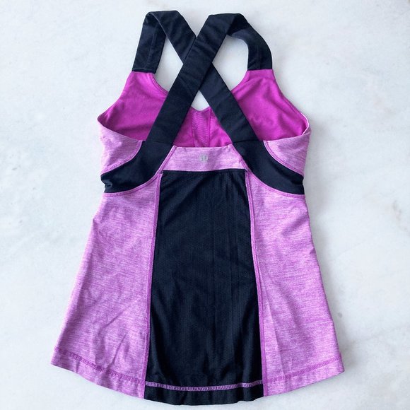 Lululemon Push Your Limits Tank top / workout shirt black / violet, built in bra - Picture 5 of 8